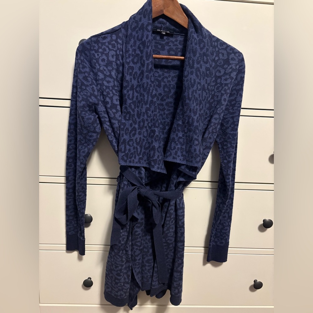 Blue Leopard Print Wrap Cardigan
